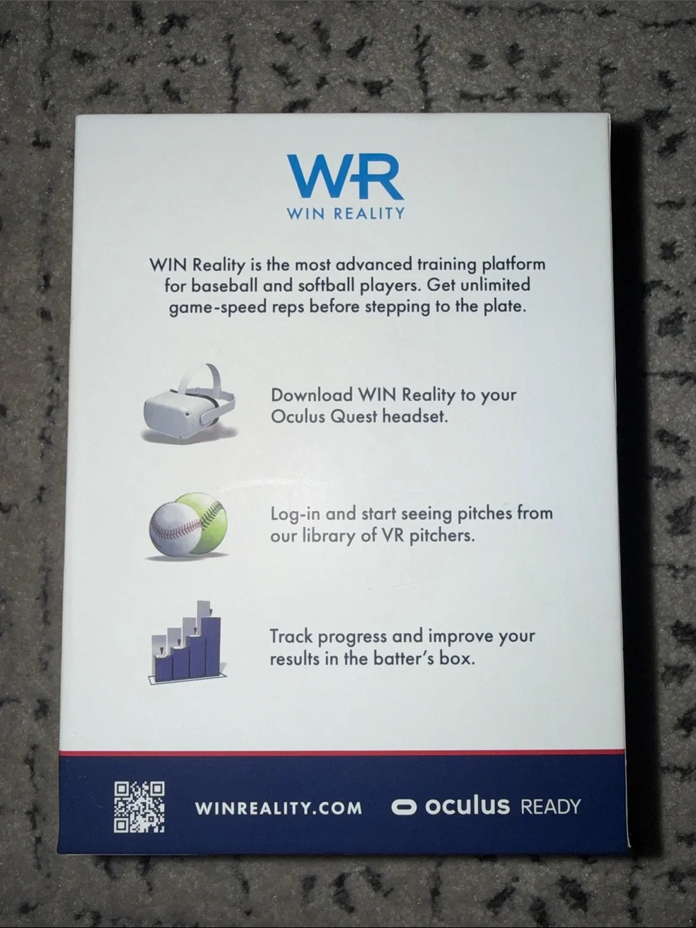 Win Reality HIT VR Baseball & Softball Bat Attachment fo Meta Quest Oculus w Box
